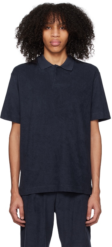 Photo: Sunspel Navy Towelling Polo