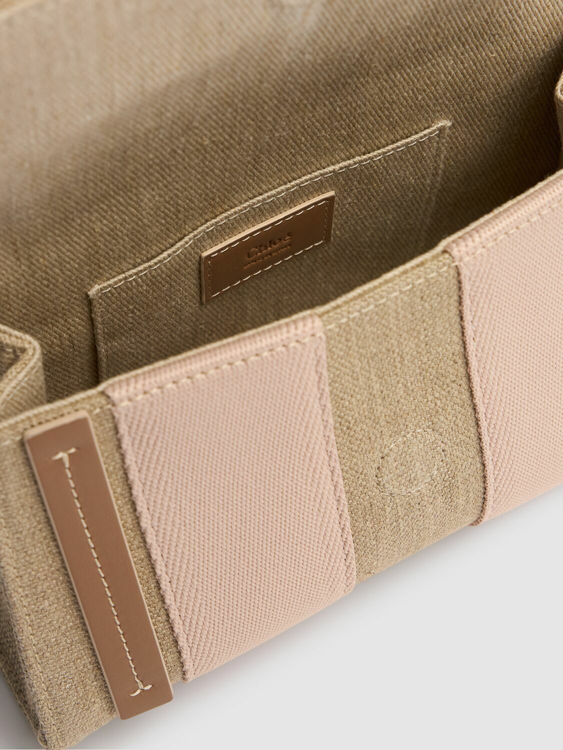CHLOÉ Woody Linen & Leather Belt Bag