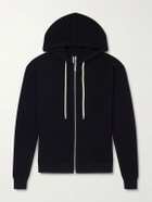 Rick Owens - Ribbed Virgin Wool Zip-Up Hoodie - Black