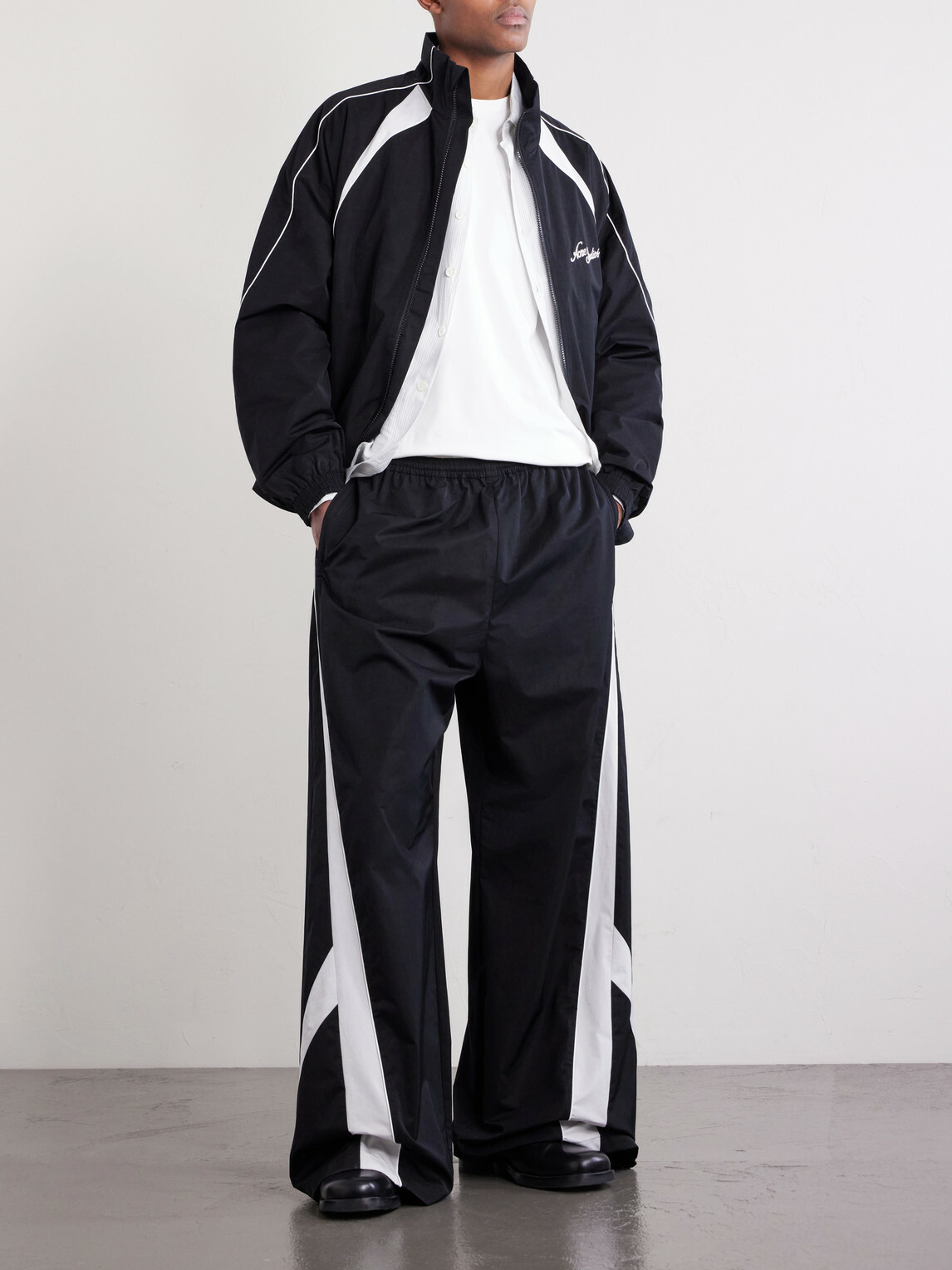 Acne Studios - Wide-Leg Cotton-Blend Sweatpants - Black