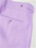TOM FORD - Straight-Leg Wool and Silk-Blend Poplin Suit Trousers - Purple