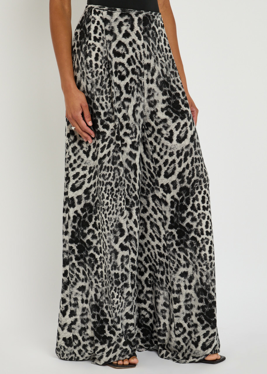 Norma Kamali Mens Pleat Leopard-print Stretch-jersey Trousers