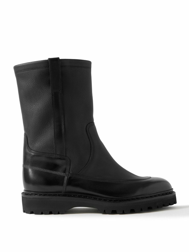 Photo: John Lobb - Ridge Smooth and Full-Grain Leather Chelsea Boots - Black