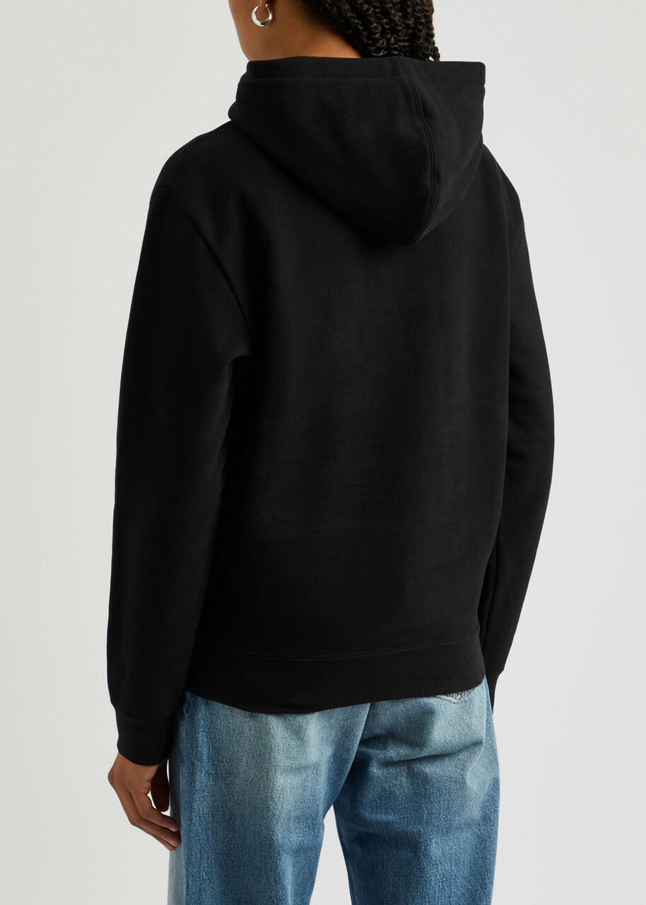 Saint Laurent Logo Hooded Cotton Sweatshirt Black