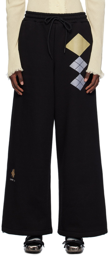Photo: OPEN YY Black Argyle Wide Sweatpants