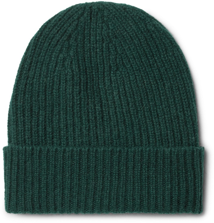 Photo: Anderson & Sheppard - Ribbed Cashmere Beanie - Green