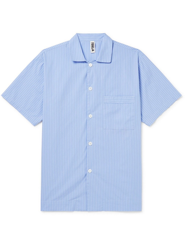 Photo: TEKLA - Striped Organic Cotton-Poplin Pyjama Shirt - Blue