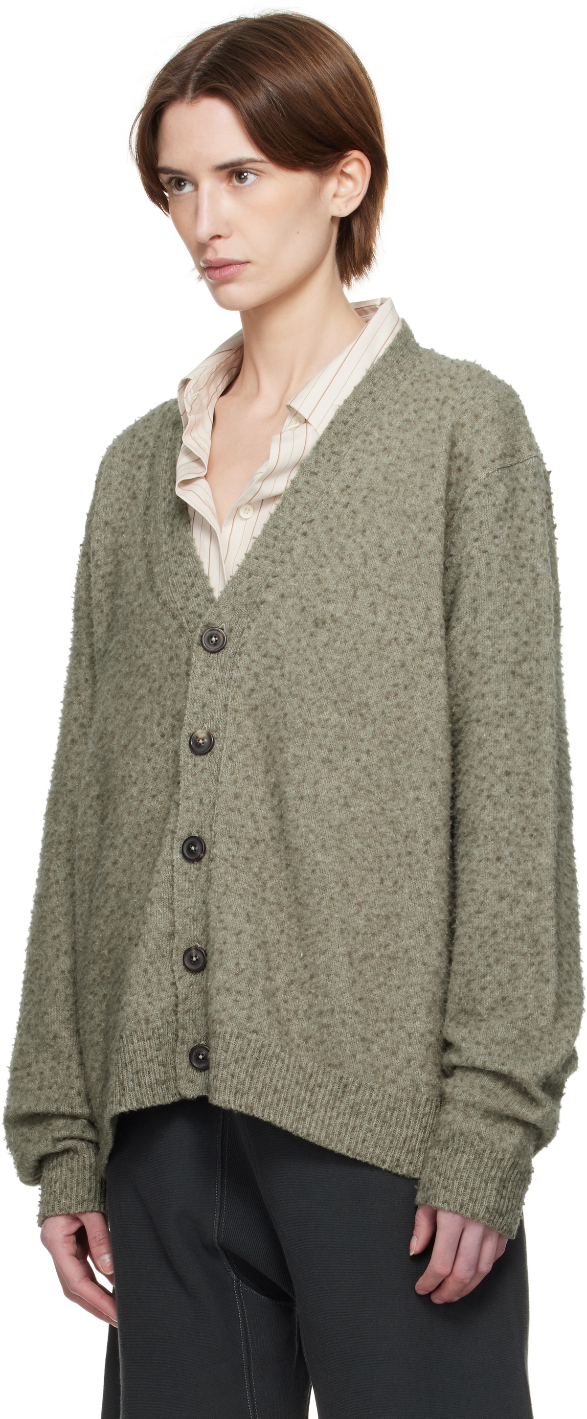 Maison Margiela Green Pilling Cardigan Maison Margiela