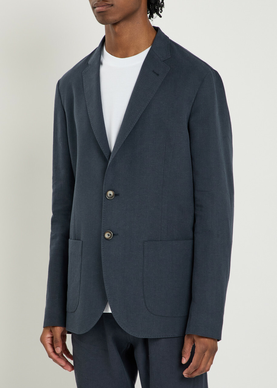 Herno Linen and Cotton-blend Blazer Navy