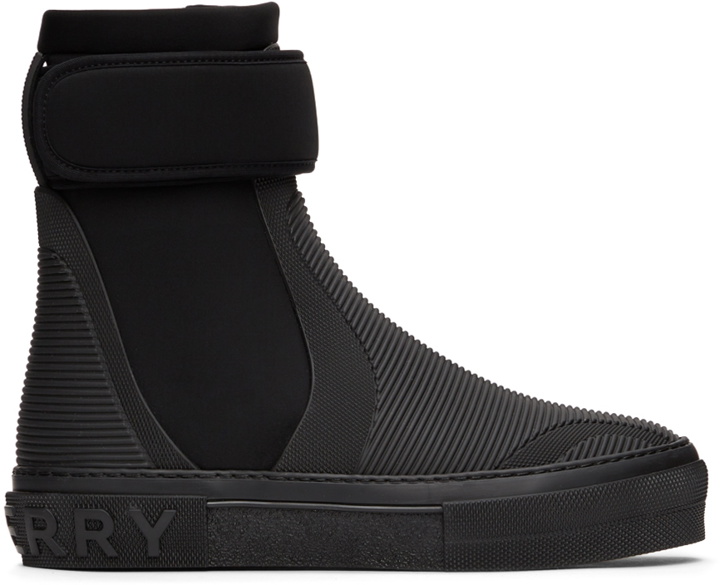 Photo: Burberry Black Rubber High-Top Sneakers