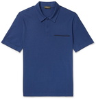 Berluti - Leather-Trimmed Cotton, Wool and Cashmere-Blend Piqué Polo Shirt - Men - Blue