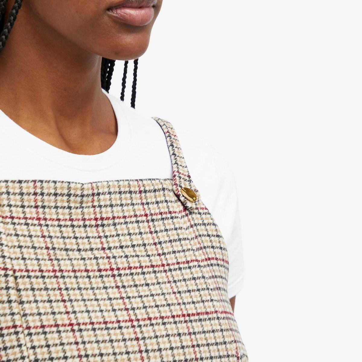 GANNI Women's Check Wool Mix Mini Dress in Tiger'S Eye GANNI