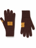 Acne Studios - Logo-Intarsia Wool-Blend Gloves - Brown