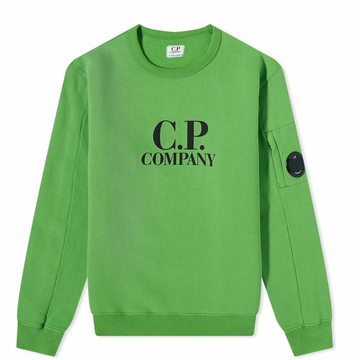 Photo: C.P. Company Undersixteen Men's Front Logo Arm Lens Sweat in Classic Green