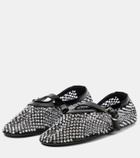 Alaïa Embellished fishnet ballet flats
