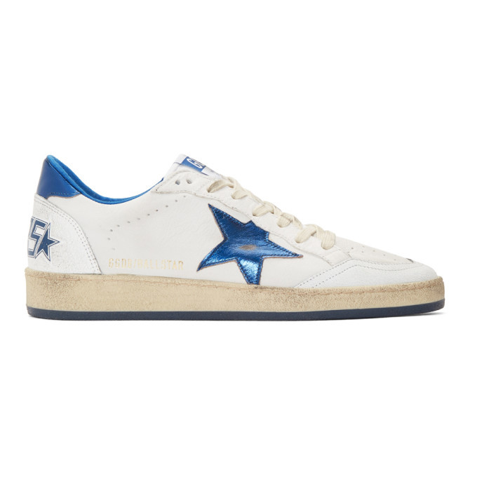 Photo: Golden Goose White and Blue Ball Star Sneakers