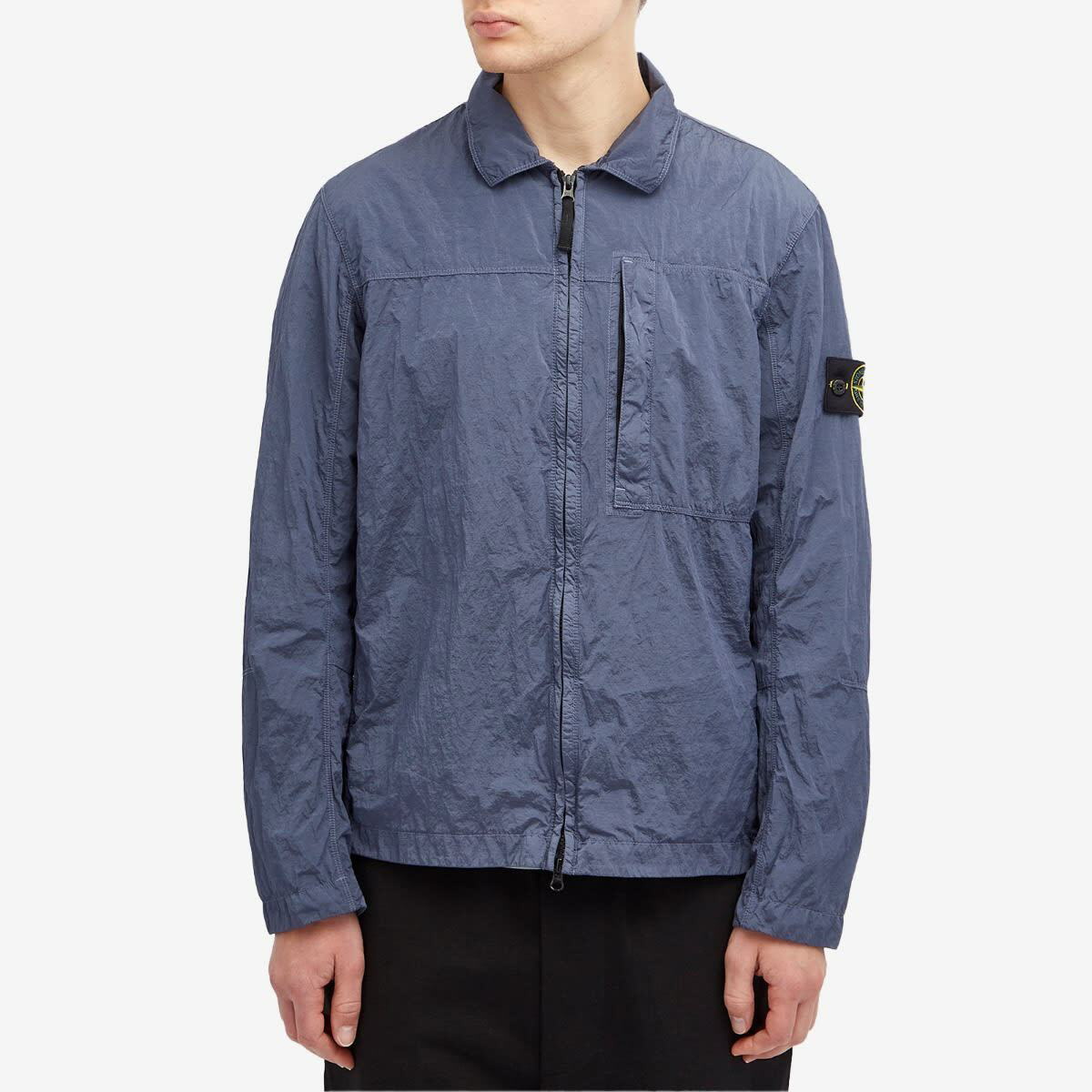 Stone Island Men's Nylon Metal Shirt Jacket in Mid Blue