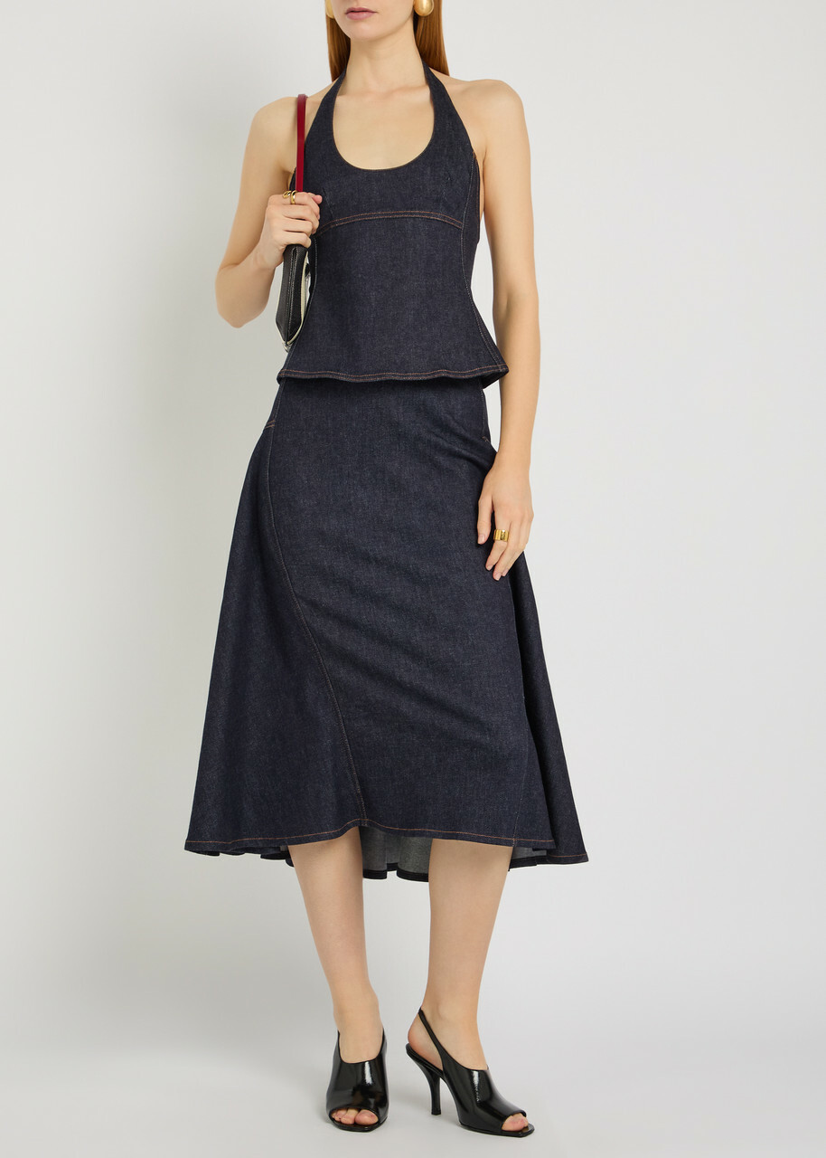 Jacquemus La Jupe De-nîmes Lavoir Denim Midi Skirt Navy