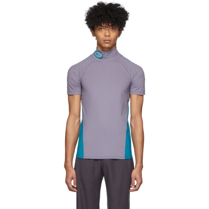 Photo: Keenkee Purple and Blue Fitted Turtleneck T-Shirt