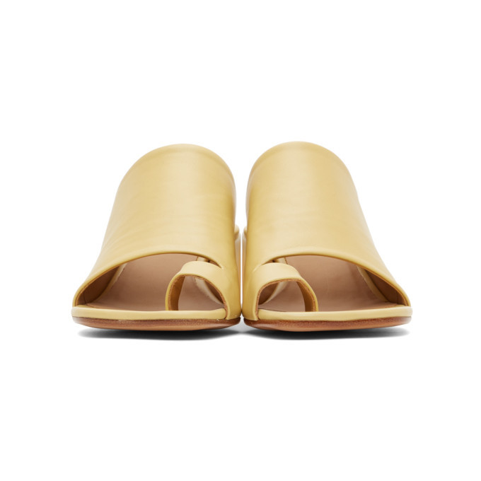 MM6 Maison Margielaイエローカラーのミュールサンダル 38 MM6 Maison Margiela Yellow Leather Mules MM6 Maison Margiela