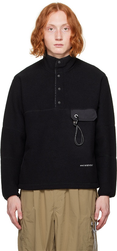 Photo: and wander Black Embroidered Sweatshirt