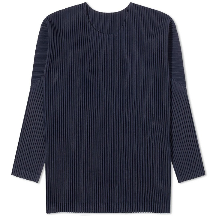 Photo: Homme Plissé Issey Miyake Men's Pleated Long Sleeve T-Shirt in Navy