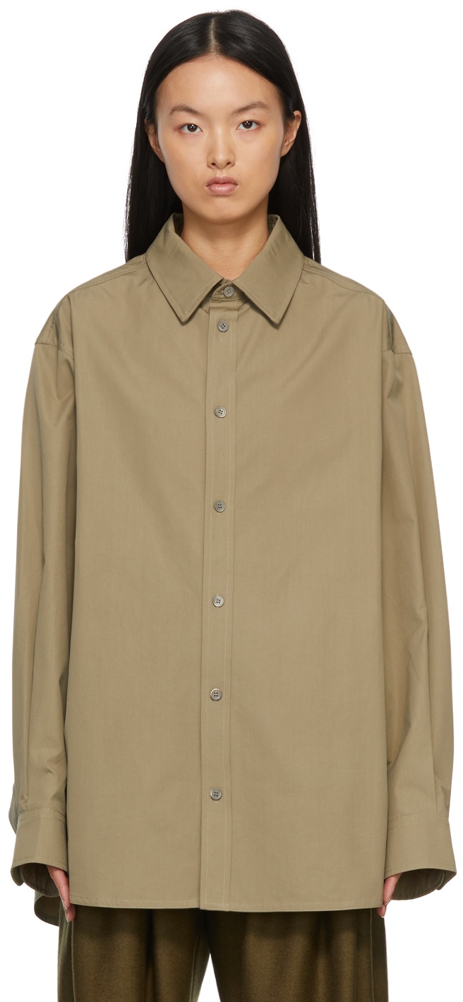 Hed Mayner Khaki Oversize Button Shirt Hed Mayner
