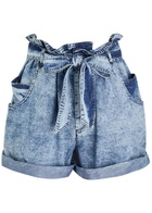 Isabel Marant étoile Pierine Belted Chambray Shorts Blue