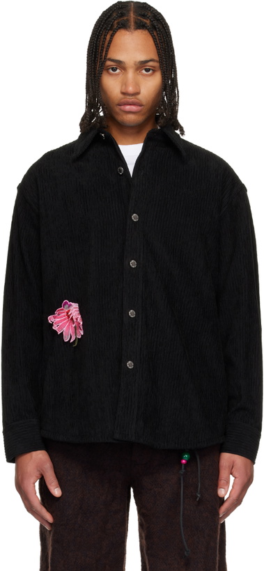 Photo: Song for the Mute Black 'Flower' Overshirt