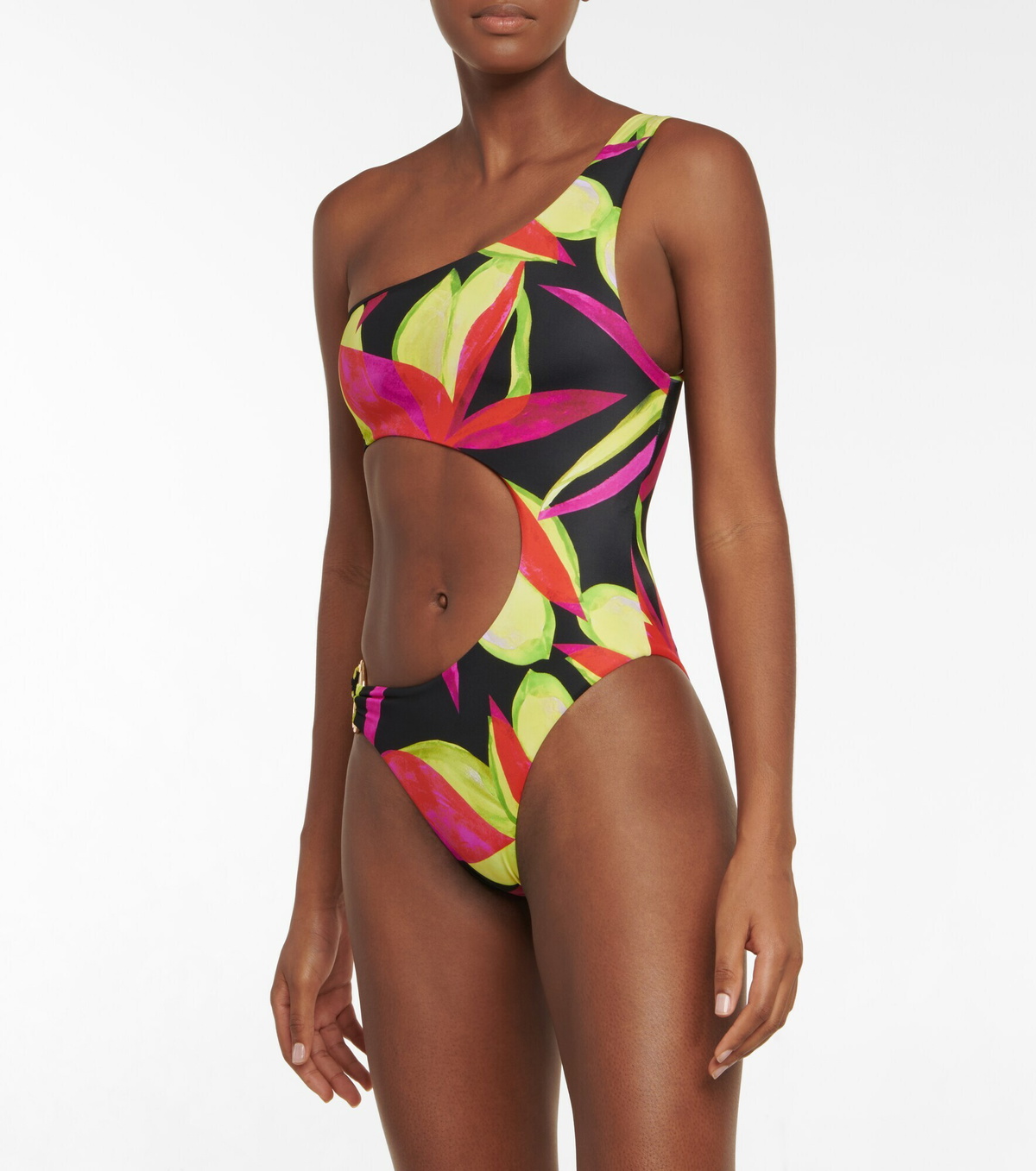 Louisa Ballou - Half Moon cutout printed swimsuit