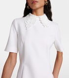 Oscar de la Renta Lace-trimmed wool-blend midi dress