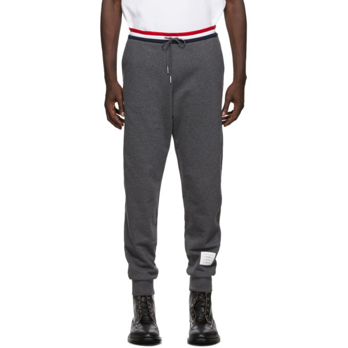 Photo: Thom Browne SSENSE Exclusive Grey French Terry Stripe Lounge Pants
