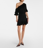 Saint Laurent Ruffled silk crepon minidress