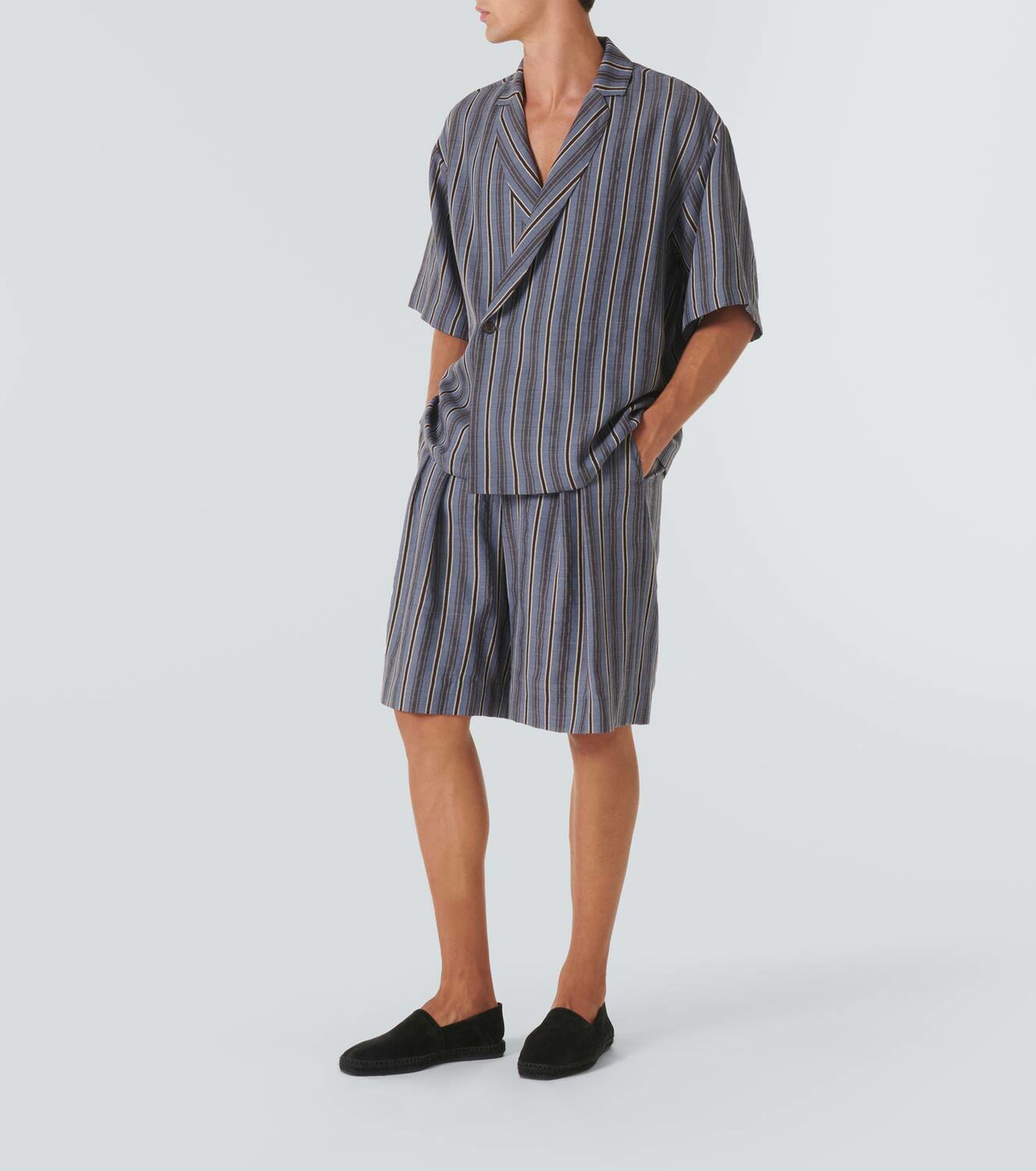 King & Tuckfield Striped wool Bermuda shorts