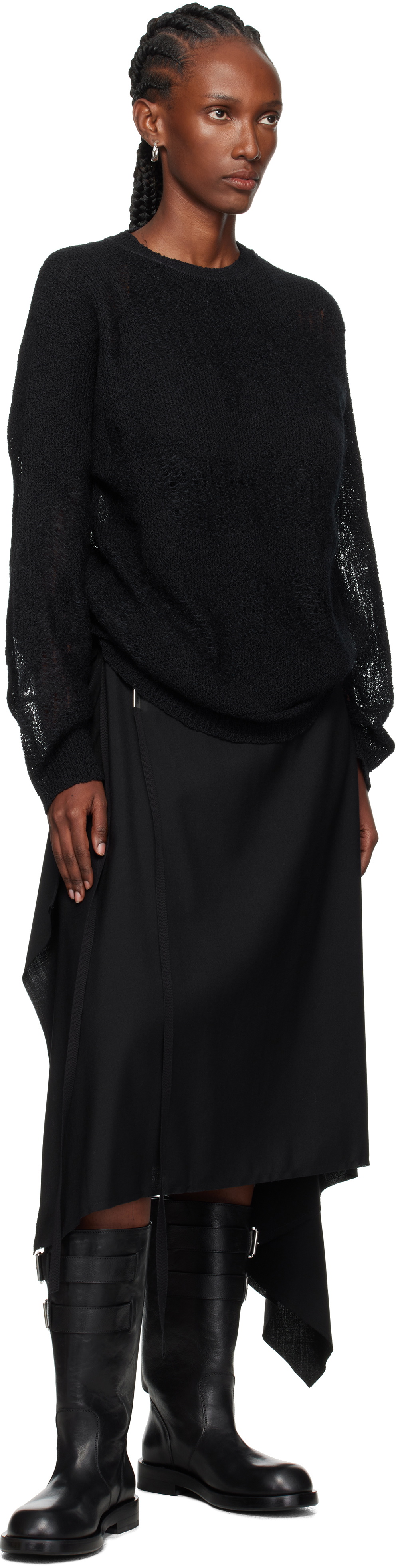 Ann Demeulemeester Black Ylva Wrap Midi Skirt