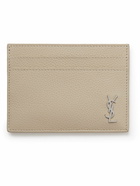 SAINT LAURENT - Logo-Appliquéd Pebble-Grain Leather Cardholder