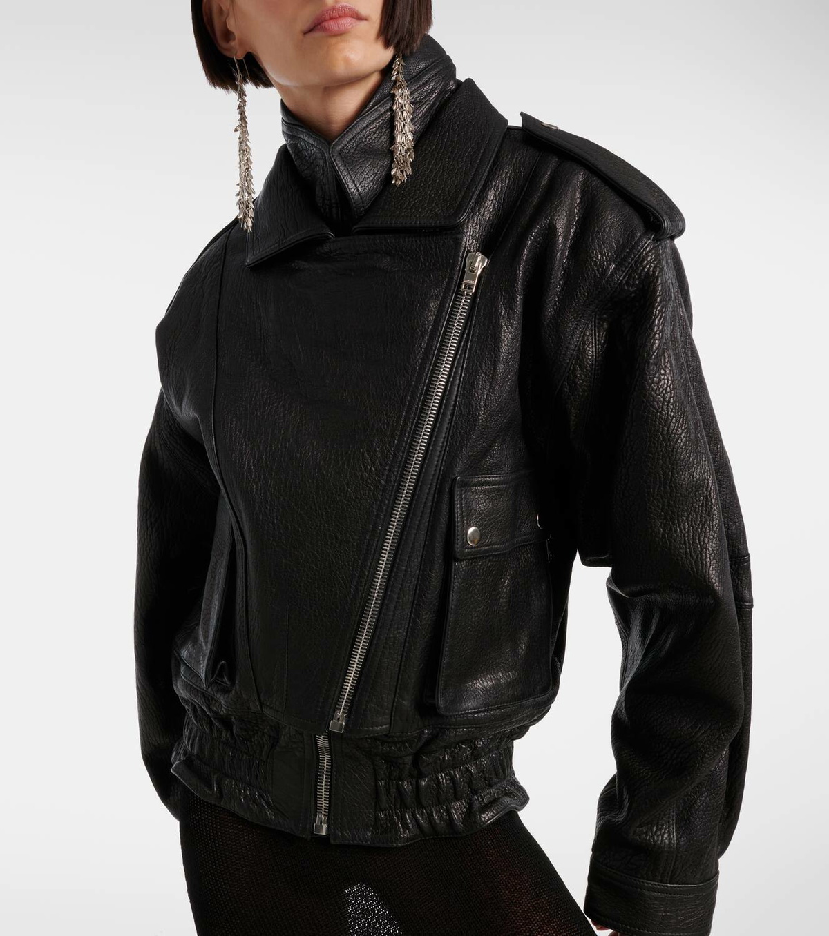 Isabel Marant Aneli oversized leather biker jacket Isabel Marant