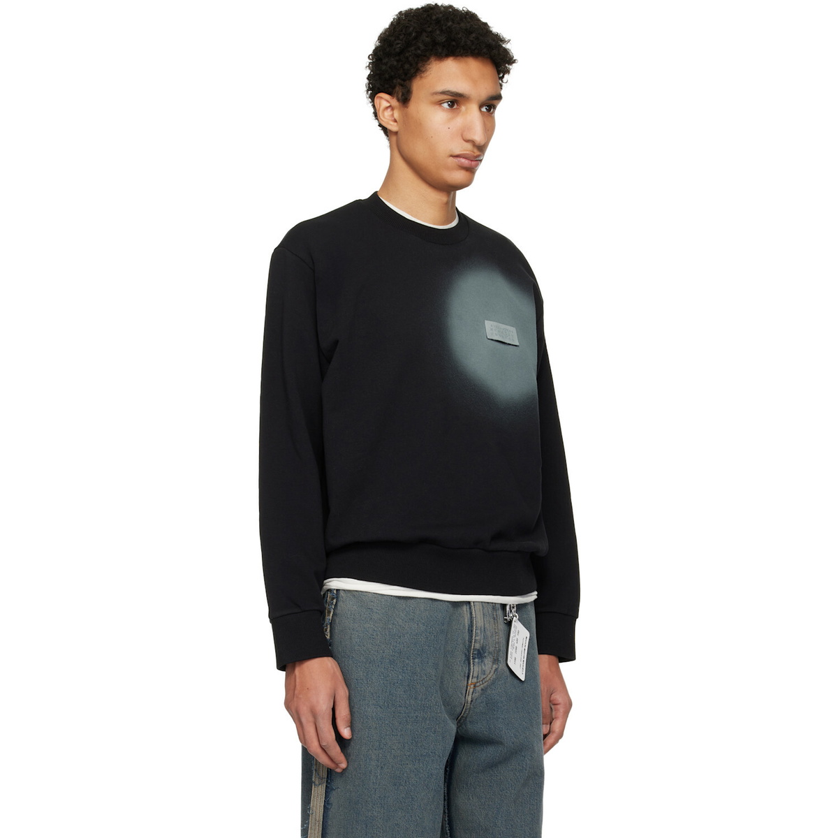 MM6 Maison Margiela Black Spray Print Sweatshirt