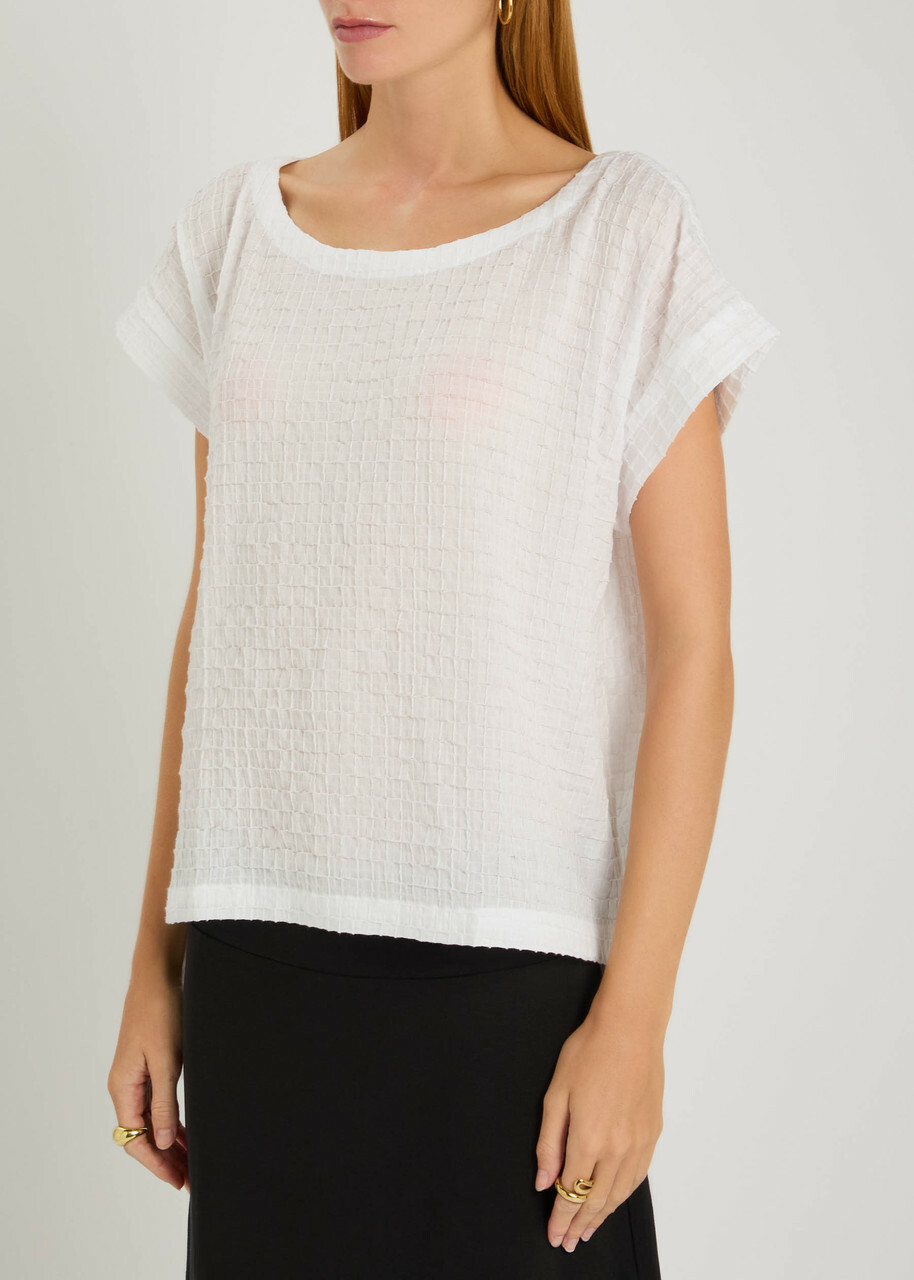 Eileen Fisher Textured Cotton- Voile T-shirt White