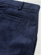 De Bonne Facture - Pleated Straight-Leg Cotton-Corduroy Suit Trousers - Blue