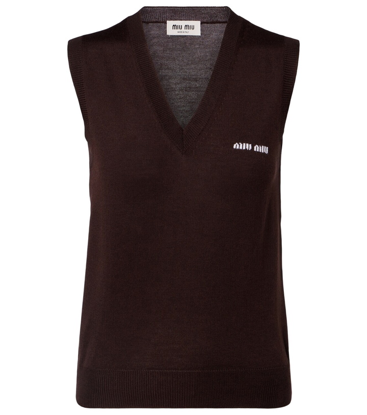 Photo: Miu Miu Logo virgin wool sweater vest