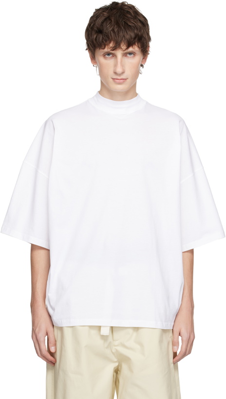 Photo: Jil Sander White Cotton Mock-Neck T-shirt