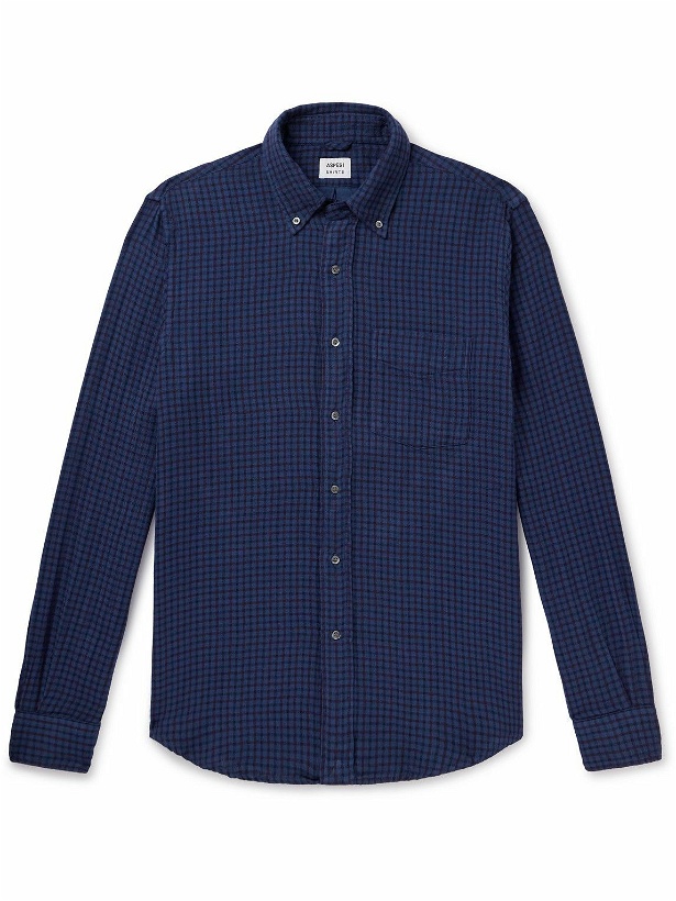 Photo: Aspesi - New Robert Button-Down Collar Checked Cotton-Flannel Shirt - Blue