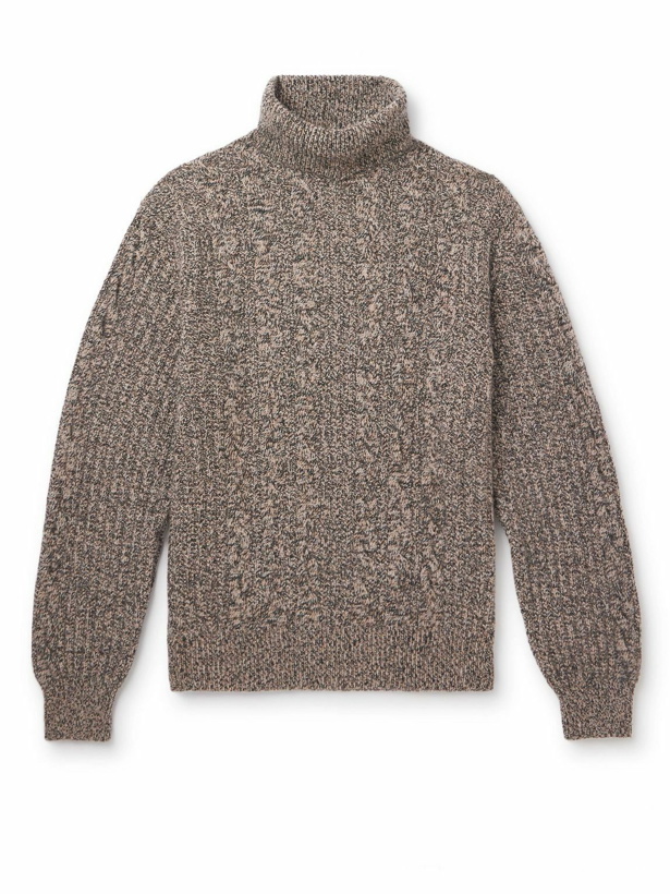 Photo: Agnona - Cable-Knit Cashmere Rollneck Sweater - Brown