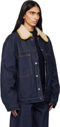 Charles Jeffrey LOVERBOY Navy Knitted Collar Denim Jacket