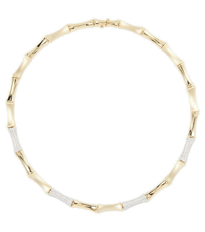 Photo: Rainbow K Bamboo 14kt gold necklace with diamonds