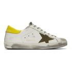 Golden Goose White and Khaki Superstar Sneakers