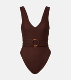 Montce Kim belted crochet swimsuit