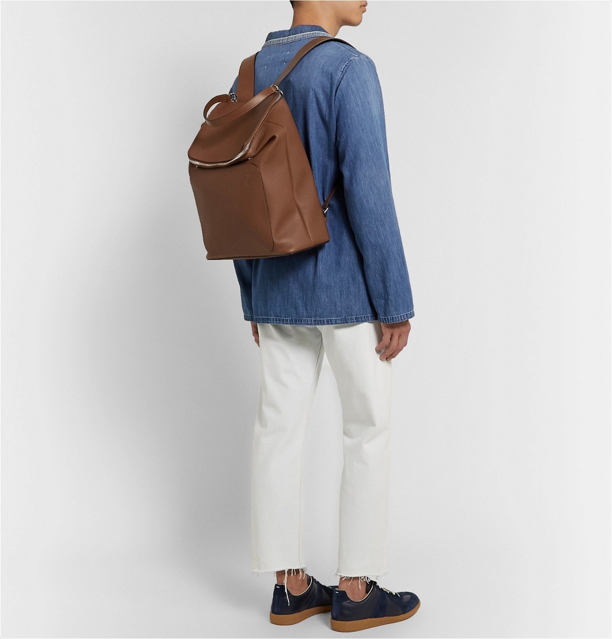 Goya leather backpack Loewe Beige in Leather - 36573988