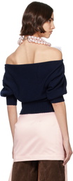 ALL-IN Navy Suspended Necklace Sweater